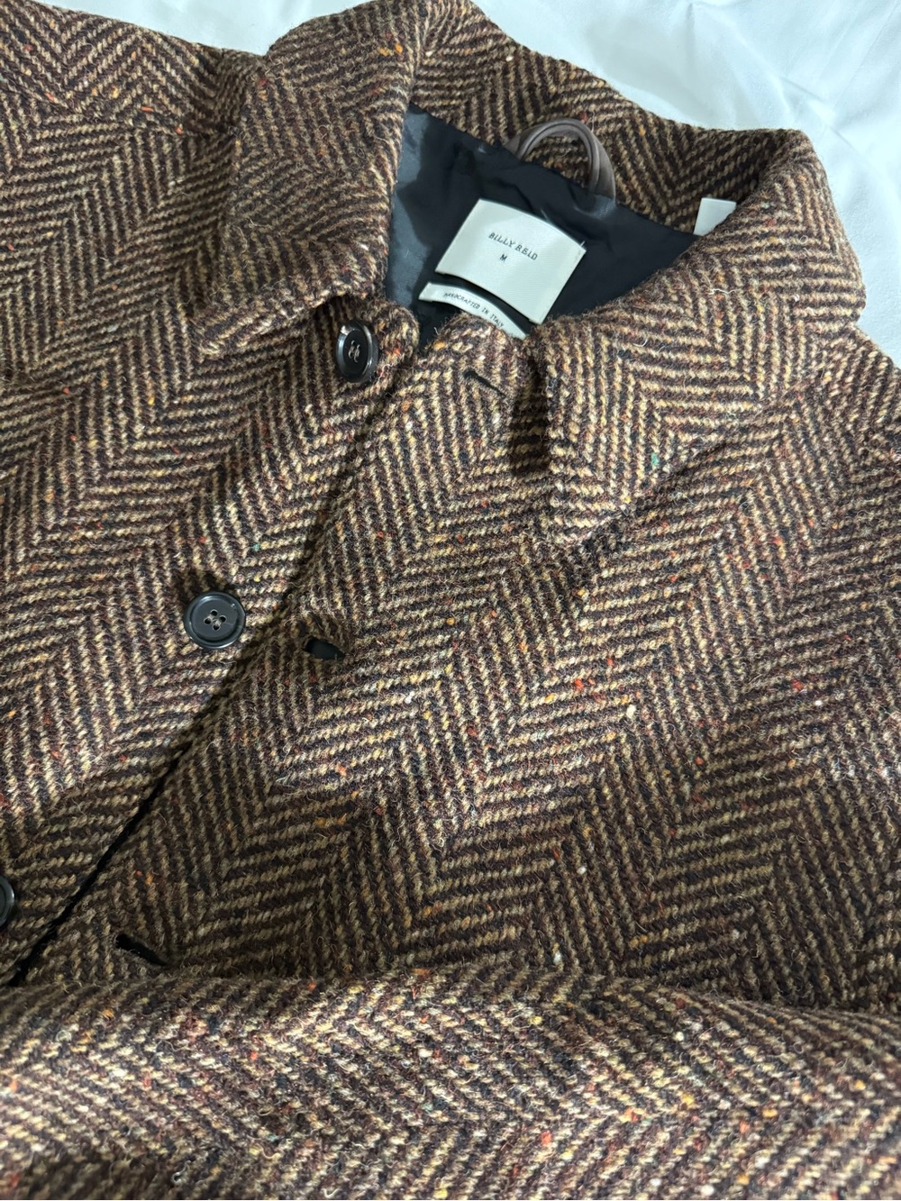 Billy Reid Dark Brown Herringbone Jacket Made in Italy - Picture 3 of 11